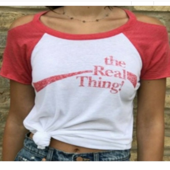 Chaser NWT Red/White Coca-Cola “The Real Thing” Tee w/Shoulder Cutouts M - Picture 2 of 10